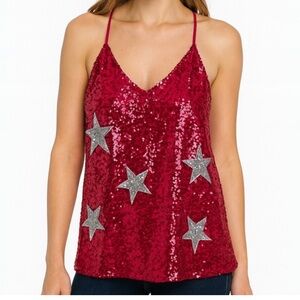Grace + Emma Destined To Shine Pink Sequin Tank Boutique Sequin Top Size Small